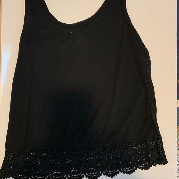 MOSSIMO lace tank top crochet trim neutral spring summer fall - Picture 4 of 9